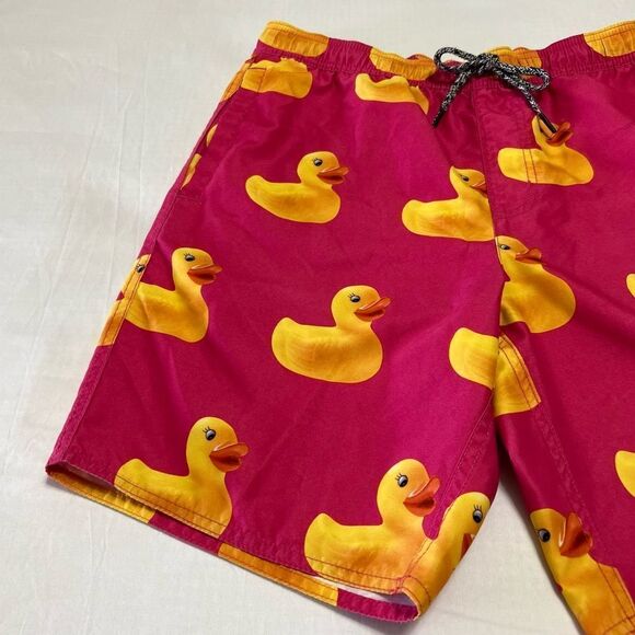NEFF Ducky Mens Hot Tub Volley Shorts Board Short Rubber Duck Pink Size Small - Picture 5 of 15